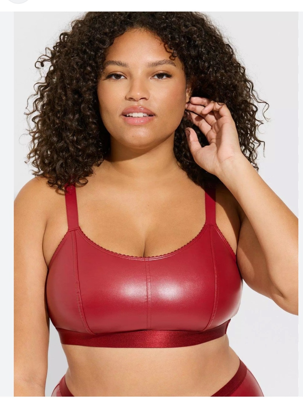 NWT Torrid Pleather Wireless Bralette Rhubarb Red Size 0 Faux Leather